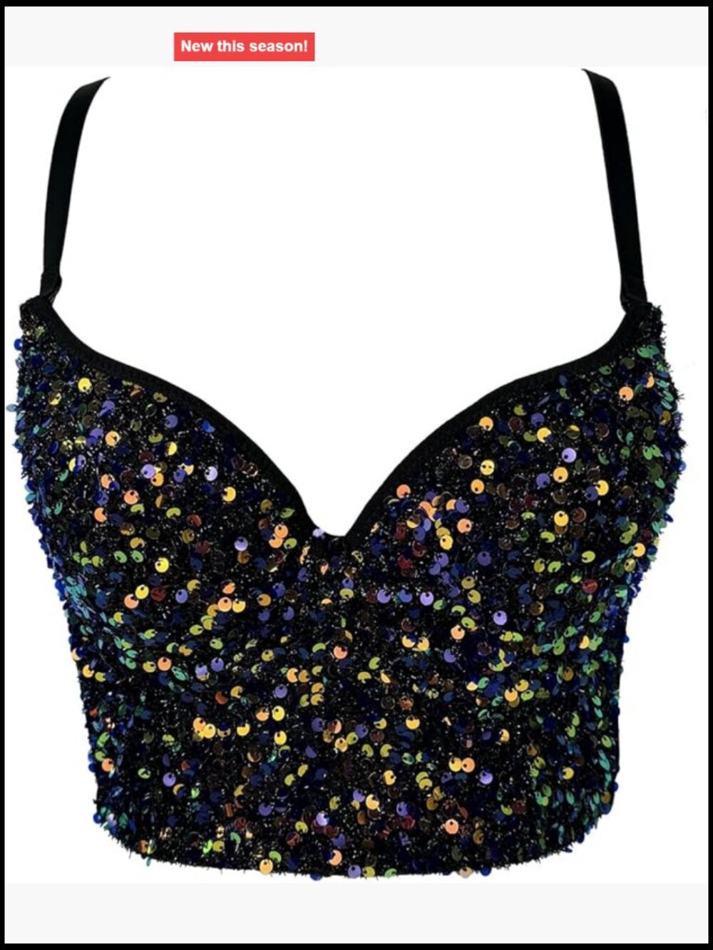 Sequin Bustier Crop Top Corset Push up Bra Women's Party Club Glitter Vest